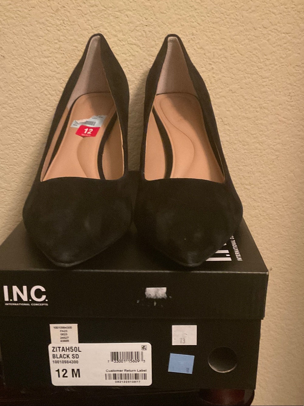 INC International Concepts Black Pointed-Toe Suede Pumps